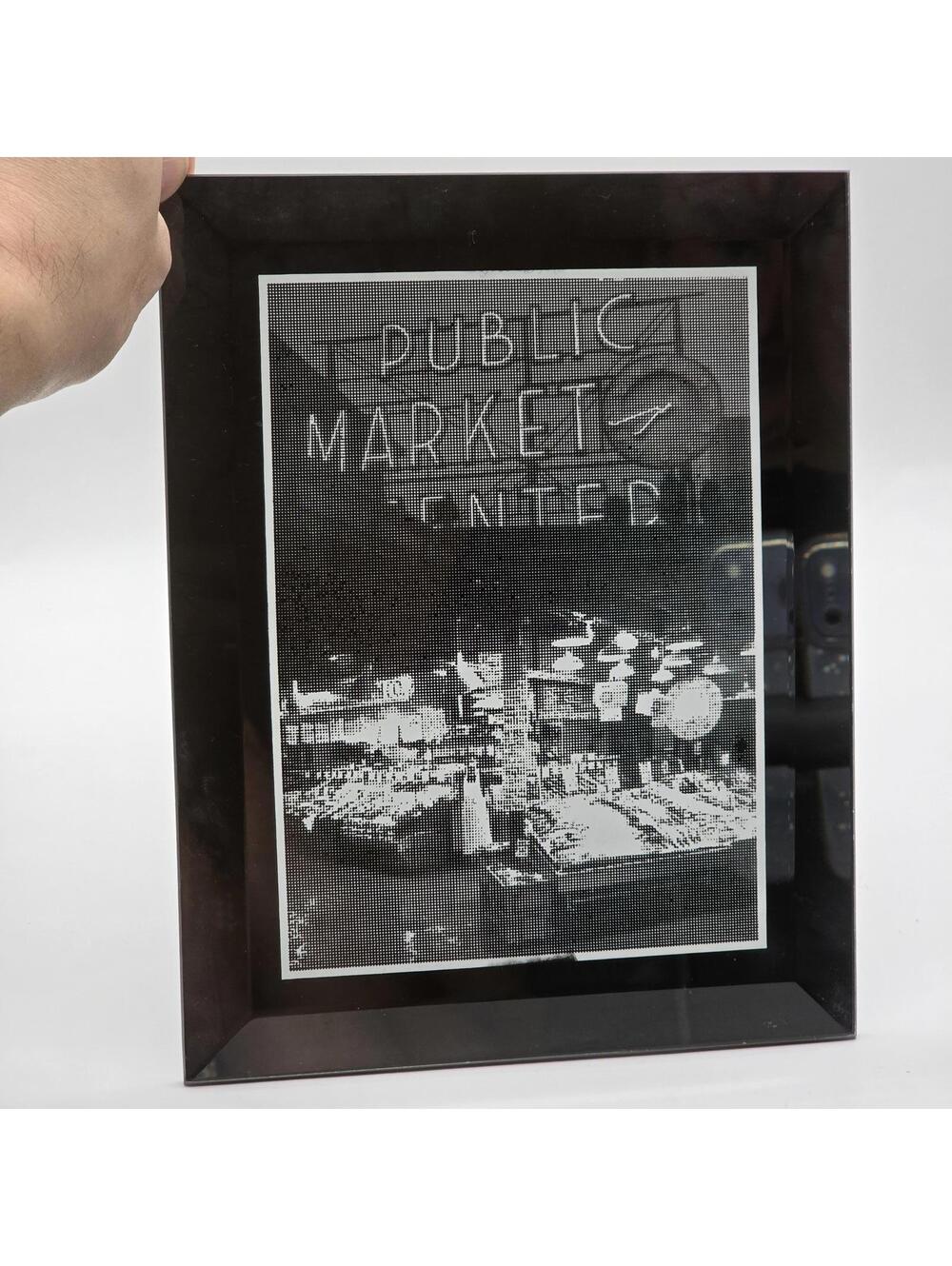 Pike Place Public Market B/W Photo on Mirror
